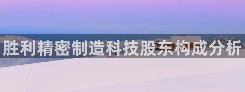 彩神vip购彩大厅在哪：胜利精密制造科技股东构成分析